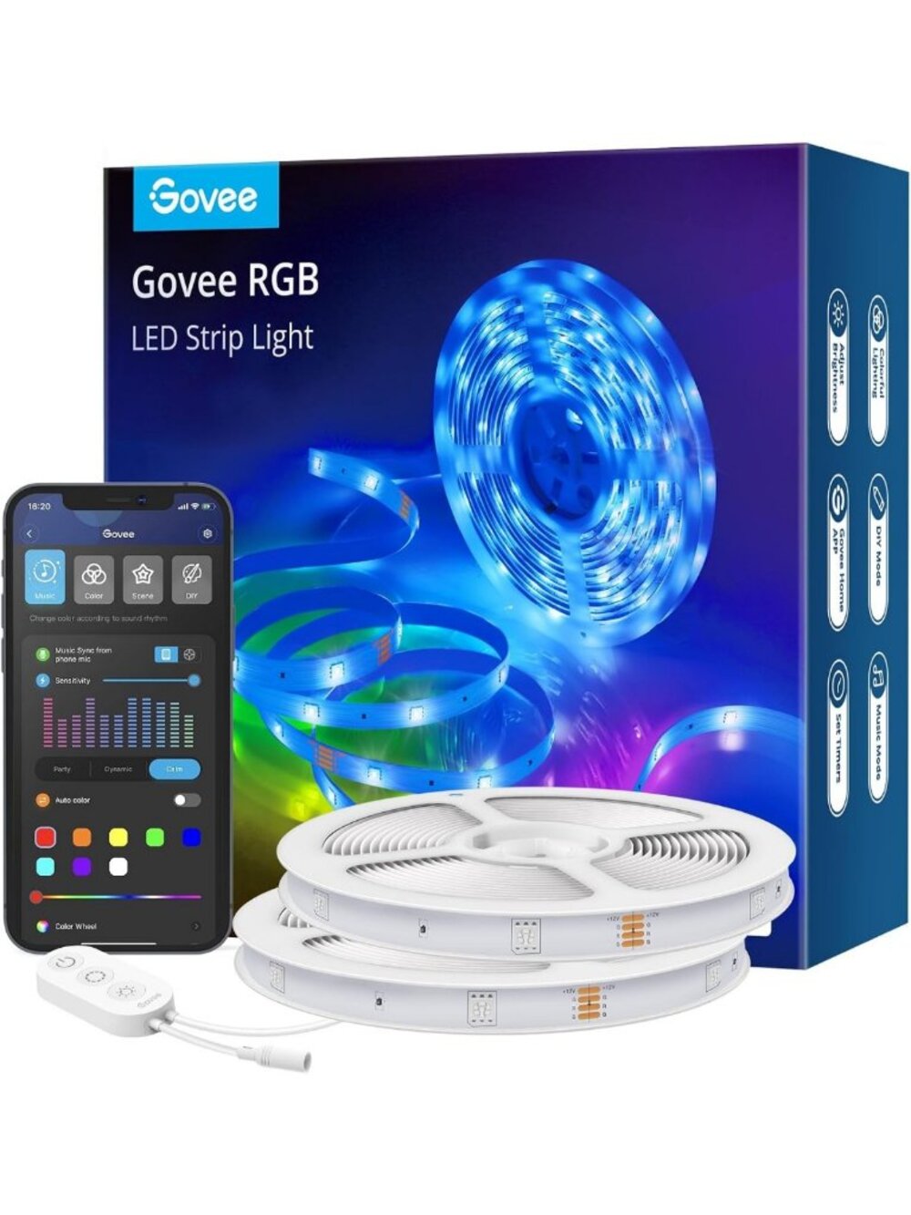 32.8ft RGB LED Strip Lights - Smart Home Lighting, Works with Alexa & Google